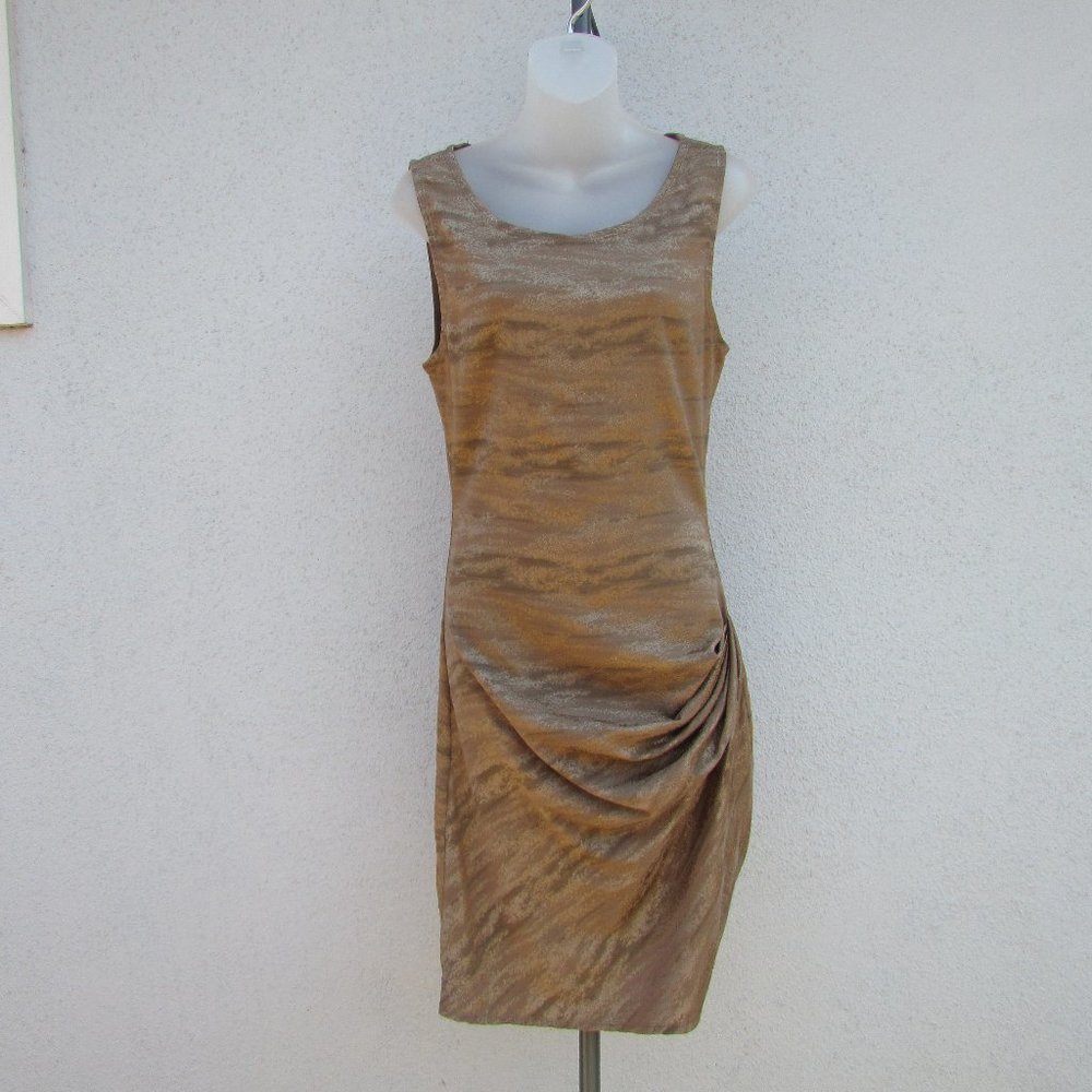 Studio M tan golden stretch slip on dress L
